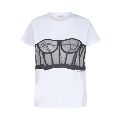 Pre-owned Alexander Mcqueen Lace Corset T-shirt 'white/black' | Women's Size 38