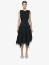 Alexander Mcqueen Asymmetric Lace Hem Sleeveless Midi Dress