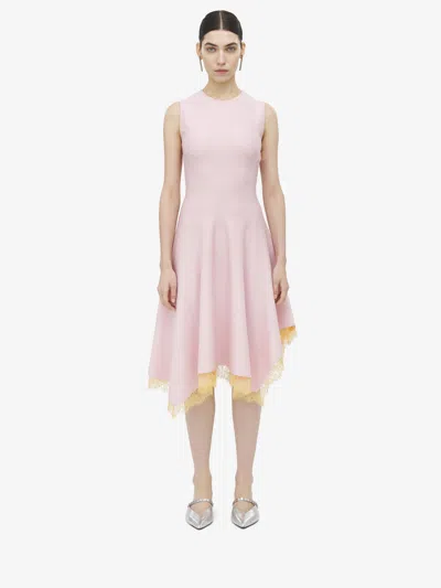 ALEXANDER MCQUEEN LACE DETAIL ASYMMETRIC DRESS
