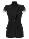Alexander Mcqueen Alexander Mc Queen Sleeveless Jacket In Black/ivory Spider Web Lace