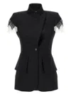 Alexander Mcqueen Alexander Mc Queen Sleeveless Jacket In Black/ivory Spider Web Lace