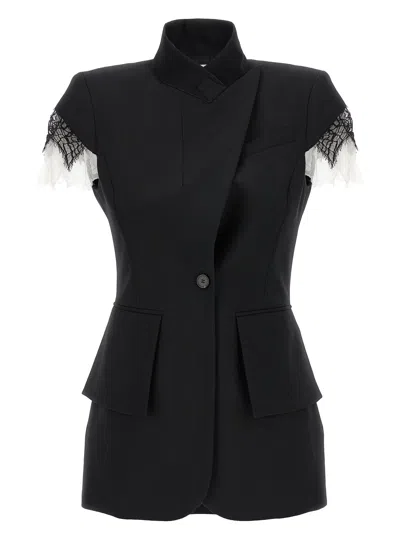 Alexander Mcqueen Lace Detail Blazer Blazer And Suits Black