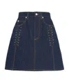 Alexander Mcqueen Lace-detail Denim Miniskirt In Blue