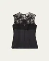 Alexander Mcqueen Lace-paneled Cotton-blend Top