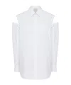 Alexander Mcqueen Lace Detail Slashed Cocoon Shirt In White