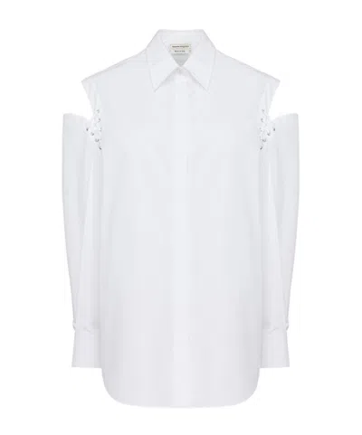 ALEXANDER MCQUEEN ALEXANDER MCQUEEN LACE DETAIL SLASHED COCOON SHIRT