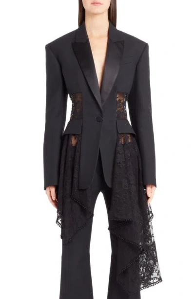 Alexander Mcqueen Lace Drape Corset Jacket In Black