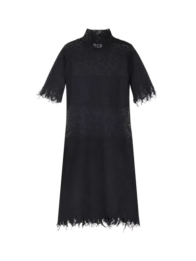 ALEXANDER MCQUEEN LACE DRESS WITH COTTON INSERTS AND ORGANIC SILK