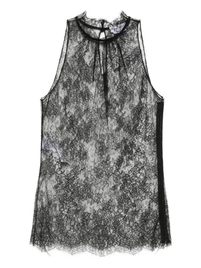 Alexander Mcqueen Lace Halter-neck Top In Black