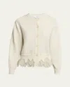 Alexander Mcqueen Lace-hem Cashmere Crewneck Cardigan