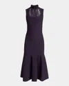 Alexander Mcqueen Lace-inset Sleeveless Trumpet Midi Dress In Blue