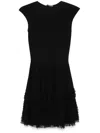 Alexander Mcqueen Lace Knit Ruffle Dress In Black