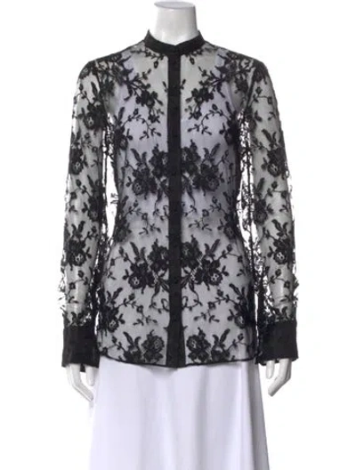 Pre-owned Alexander Mcqueen Lace Lace Pattern Blouse In Black