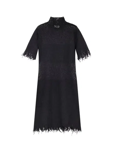 Alexander Mcqueen Lace Dress With Cotton Inserts And Organic Silk In Black