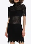 Alexander Mcqueen Lace Mini Dress With High-neck