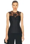 Alexander Mcqueen Lace-paneled Cotton-blend Top