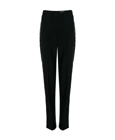 Alexander Mcqueen Lace-panel Tailored-cut Trousers In Black