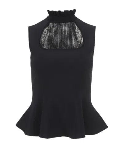 Alexander Mcqueen Lace Panel Top In Black