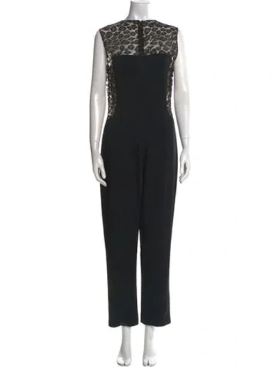 Pre-owned Alexander Mcqueen Lace Pattern Crew Neck Jumpsuit In Black