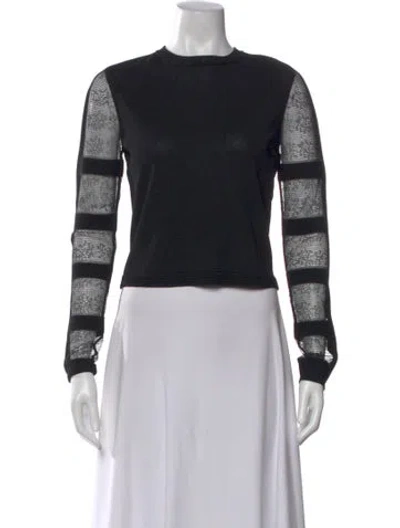 Pre-owned Alexander Mcqueen Lace Pattern Crew Neck Top In Black