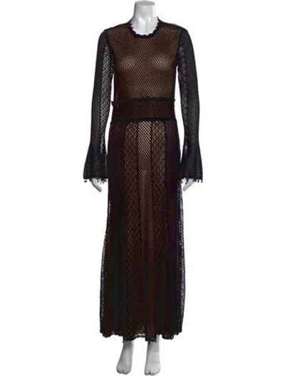 Pre-owned Alexander Mcqueen Lace Pattern Long Dress In Black