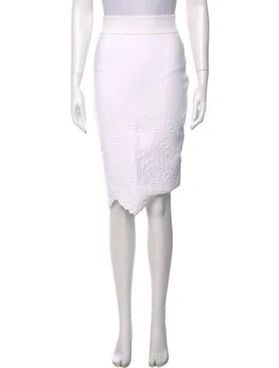 Pre-owned Alexander Mcqueen Lace Pattern Midi Length Skirt In White