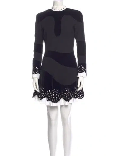 Pre-owned Alexander Mcqueen Lace Pattern Mini Dress In Blue