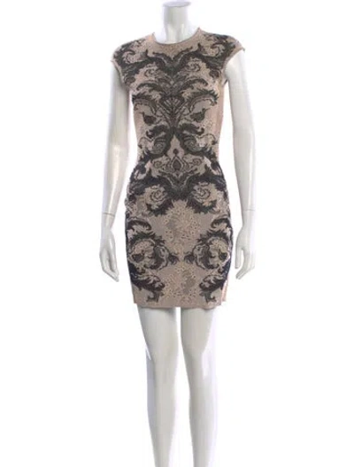 Pre-owned Alexander Mcqueen Lace Pattern Mini Dress W/ Tags In Neutral