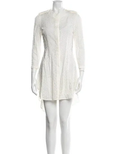 Pre-owned Alexander Mcqueen Lace Pattern Mini Dress In White
