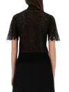 Alexander Mcqueen Black Knitted Cobweb Lace Top