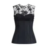 Alexander Mcqueen Lace-paneled Cotton-blend Top