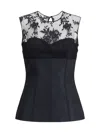 Alexander Mcqueen Lace-paneled Cotton-blend Top
