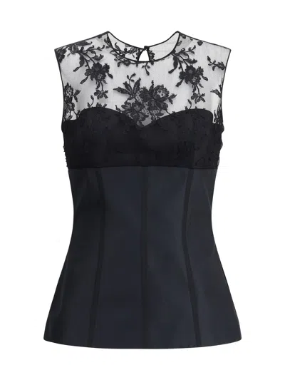 Alexander Mcqueen Lace Top In Black
