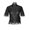 Alexander Mcqueen Black Knitted Cobweb Lace Top In Black