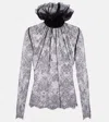 Alexander Mcqueen Ruffled Lace Blouse In Black