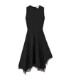 Alexander Mcqueen Asymmetric Lace Hem Sleeveless Midi Dress In Black