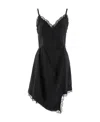 Alexander Mcqueen Lace-trim Asymmetric Mini Dress In Black