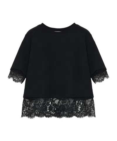 Alexander Mcqueen Women's Lace Detail T-shirt In Black