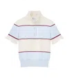 Alexander Mcqueen Lace-trim Stripe Polo Shirt In Blue
