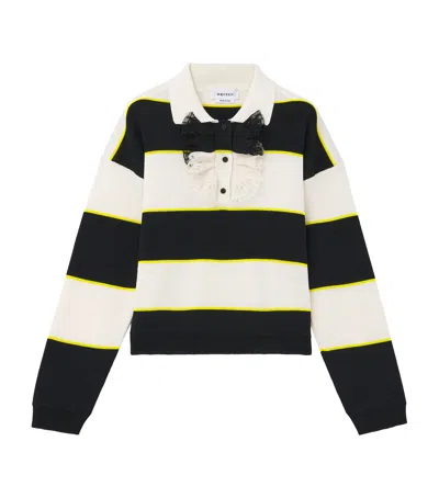 Alexander Mcqueen Lace-trim Stripe Rugby Shirt In Multi