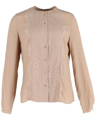 Alexander Mcqueen Lace Trimmed Blouse In Neutral