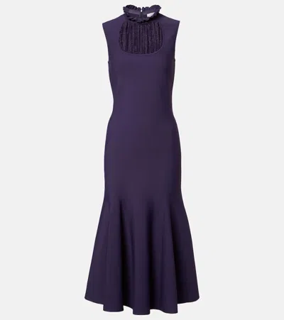 Alexander Mcqueen Mcqueen Lace Panel Flared Midi Dress In Blue