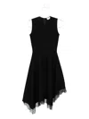Alexander Mcqueen Asymmetric Lace Hem Sleeveless Midi Dress In Black