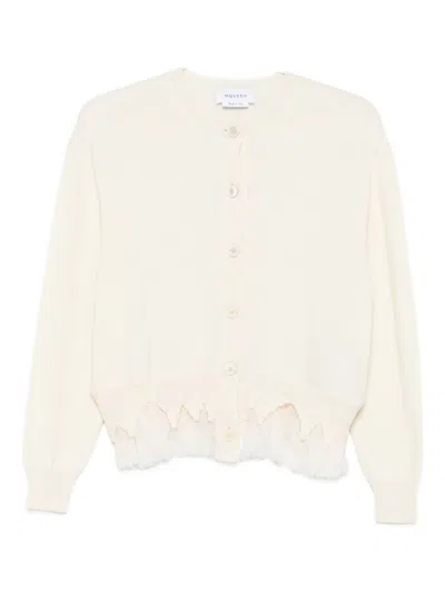ALEXANDER MCQUEEN LACE-TRIMMED WOOL-BLEND CARDIGAN - WOMEN'S - WOOL/CASHMERE/VISCOSE/POLYAMIDESILK