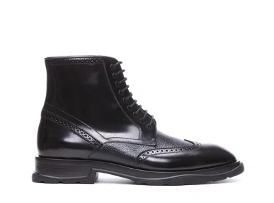 Alexander Mcqueen Leather Ankle Boot In Black