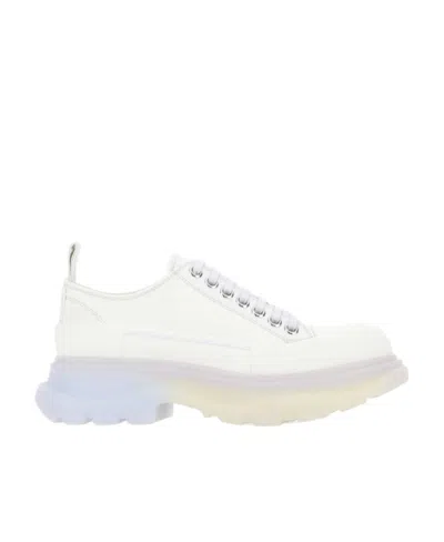 Alexander Mcqueen White Canvas Tread Slick Sneakers