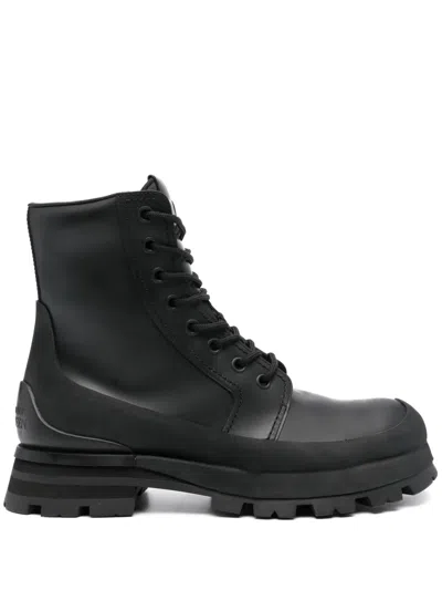 ALEXANDER MCQUEEN LACE-UP LEATHER BOOTS