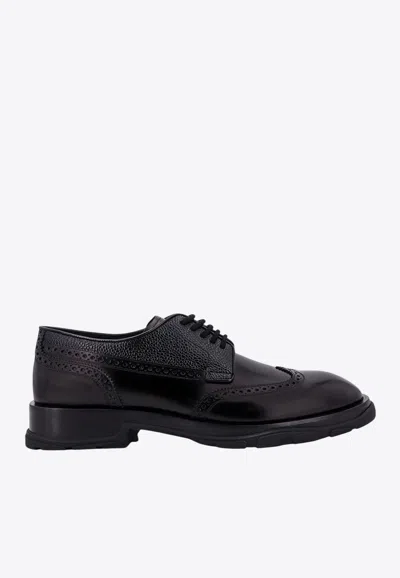 Alexander Mcqueen Lace-up Leather Brogue Shoes In Black