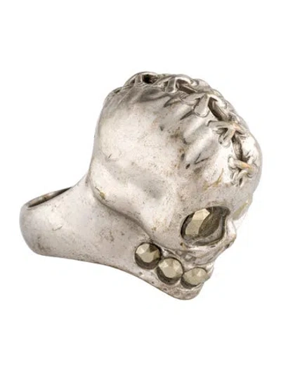 Pre-owned Alexander Mcqueen Lace Up Skull Cocktail Ring In Multi