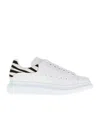 Alexander Mcqueen Leather Sneakers Featuring Printed Suede Heel In White